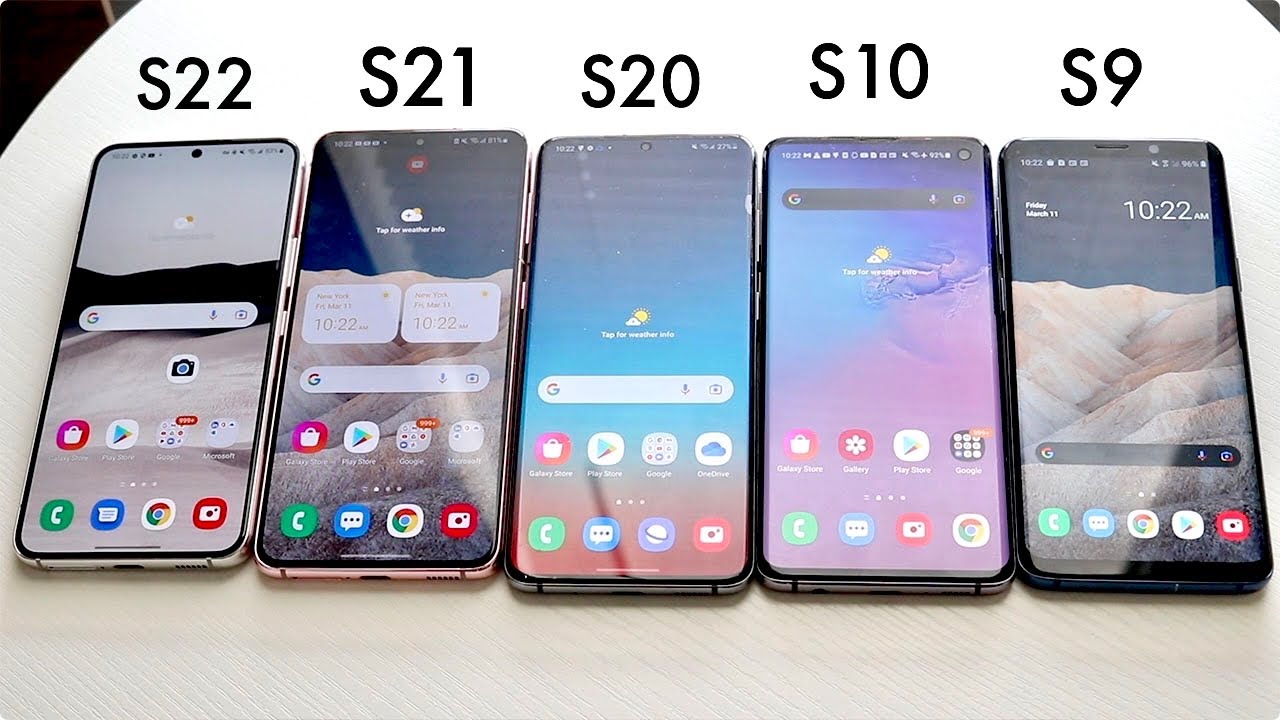 Samsung Galaxy S22 Vs Samsung Galaxy S21 Vs Galaxy S20 Vs Galaxy S10 Vs  Galaxy S9! (Comparison) - YouTube