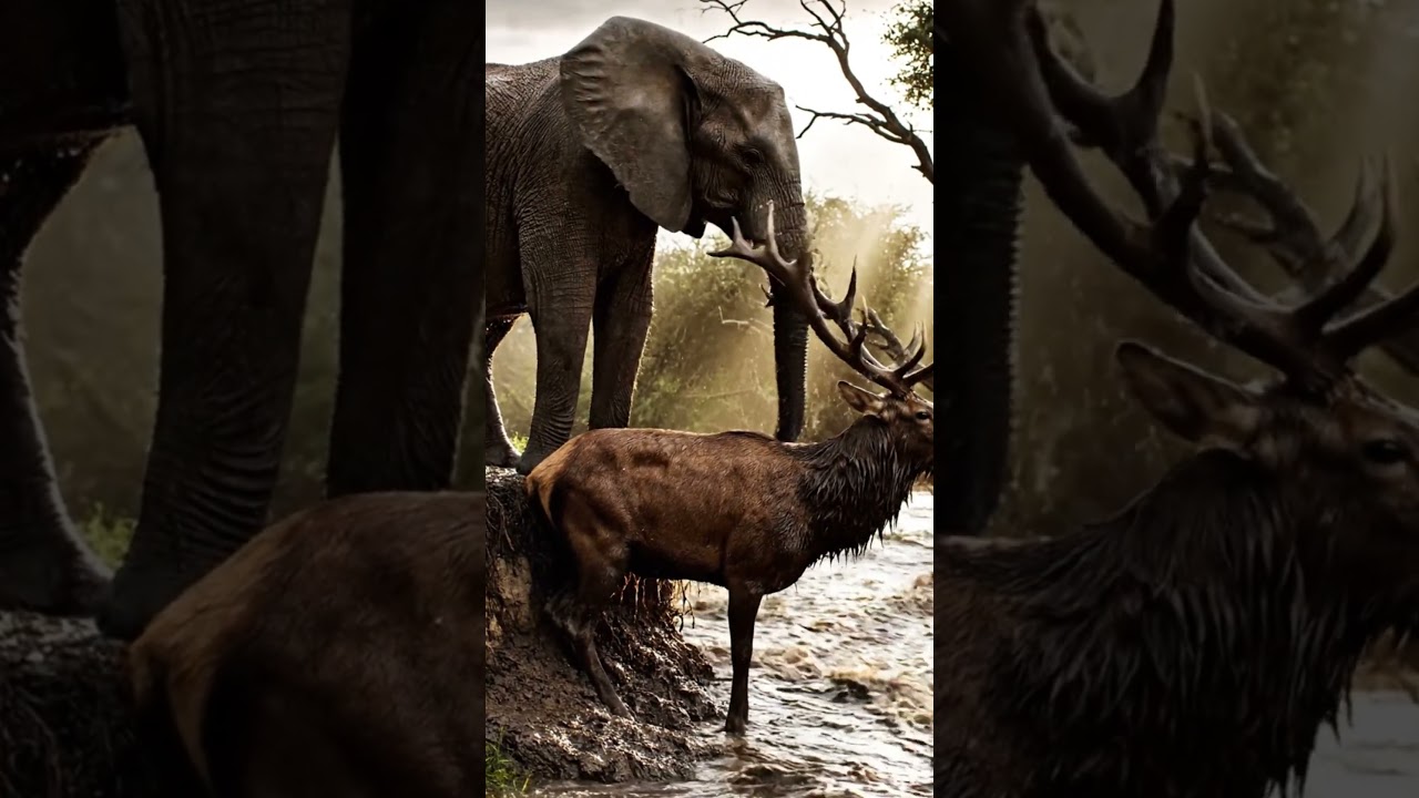 Elephant Saves Deer from Flash Flood! 🐘❤️🦌 - 