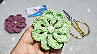 وردةكروشيه مجسمة بسيطة وجميله how to crochet 3d flower