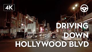 Quick Drive Down Hollywood Boulevard At Night  [4K]