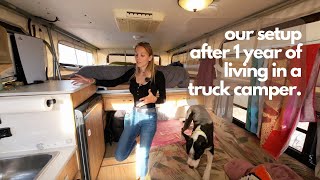 Honest Walkthrough and Setup of Fulltime Truck Camper Living after 1 Year