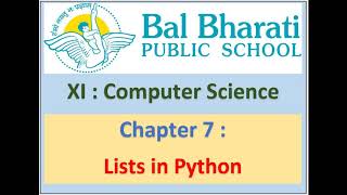 XI Computer Science Chapter 7 Lists in Python Part 19