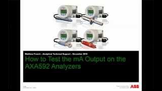 How to Test the mA Output on the AXA592 Analyzers