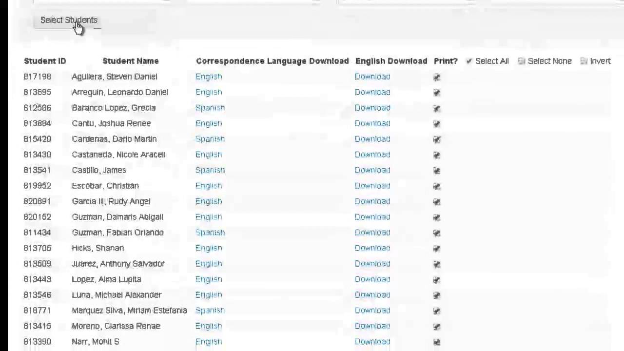 illuminate Report Cards-Printing in a different language