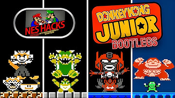 Donkey Kong Jr. NES Rom Hacks & Bootlegs Comparison