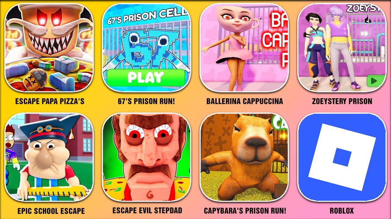ESCAPE PAPA PIZZA'S PIZZERIA!. BALLERINA CAPPUCCINA PRISON.67'S PRISON RUN!.ZOEYSTERY PRISON.ROBLOX