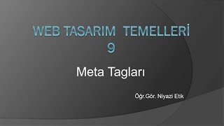 Web Tasarım Temelleri 9 - HTML Meta Tagları