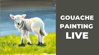 LIVE - How to paint a lamb with gouache - real time painting tutorial