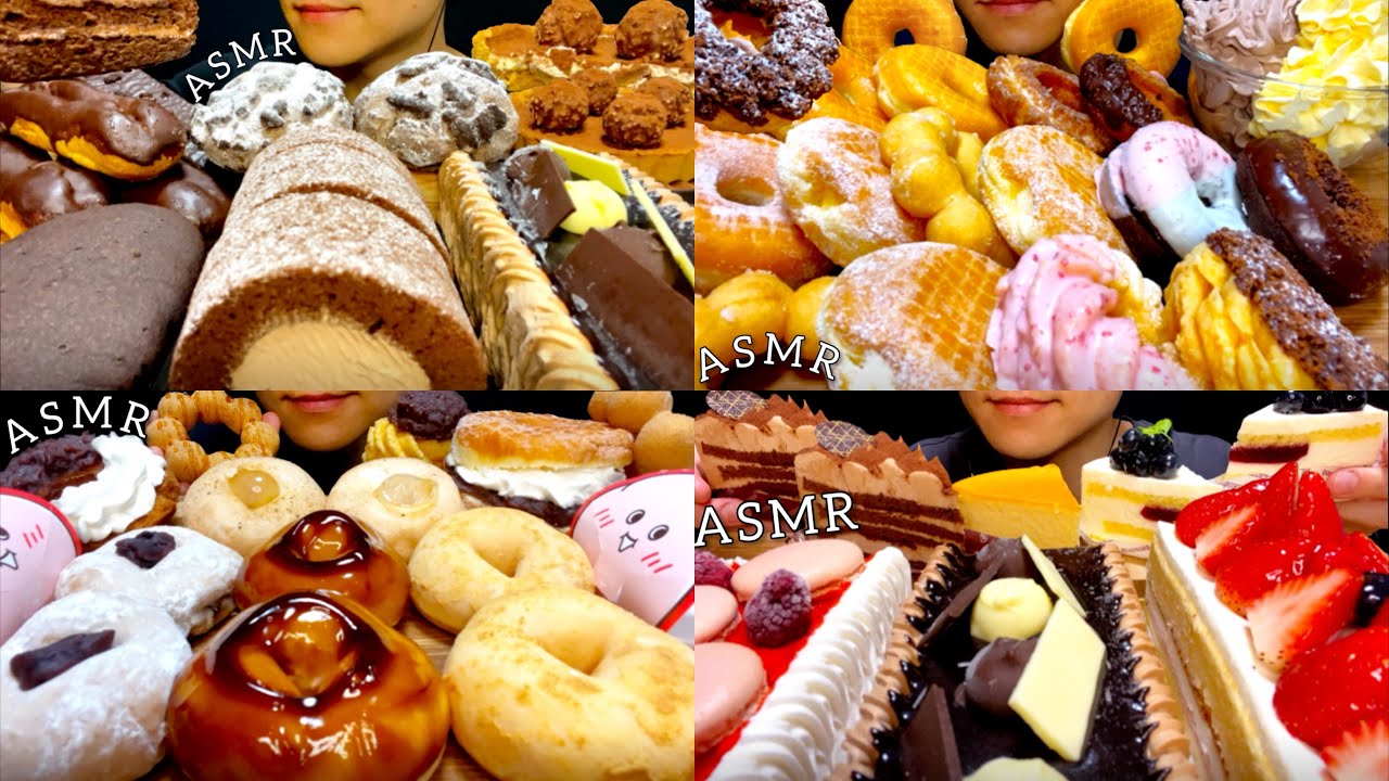 【咀嚼音まとめ】お店屋さんのスイーツ🍰〜コージーコーナー〜ミスド〜シャトレーゼ/ASMR/EatingSounds/Mukbang/먹방