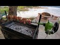 ASADOR GIRATORIO (spiedo - espeido) , rostizando una mega brocheta. (alambre)