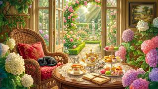 Peaceful Garden on a Summer Morning in the 1950s with Oldies Playing in Another Room for Relaxation screenshot 1