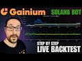 Gainium solana trading bot  gainium live backtest