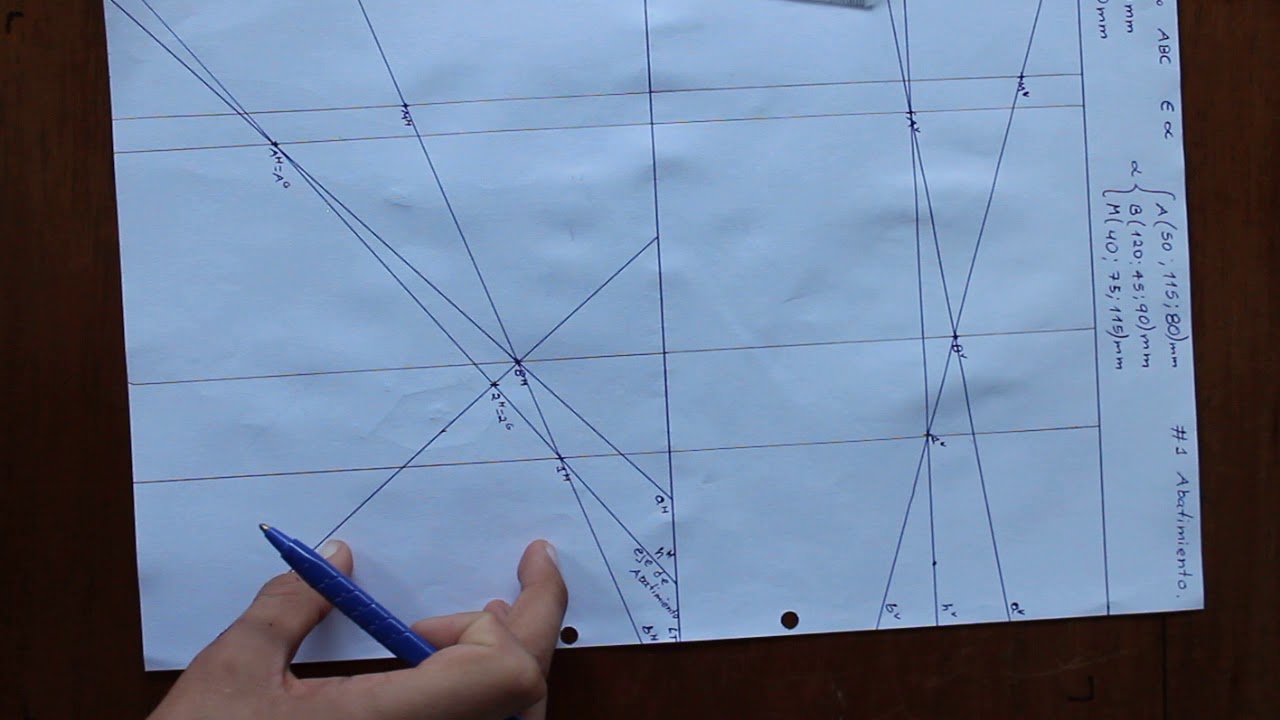 ejercicio de geometría descriptiva/ 1er ejercicio de abatimiento