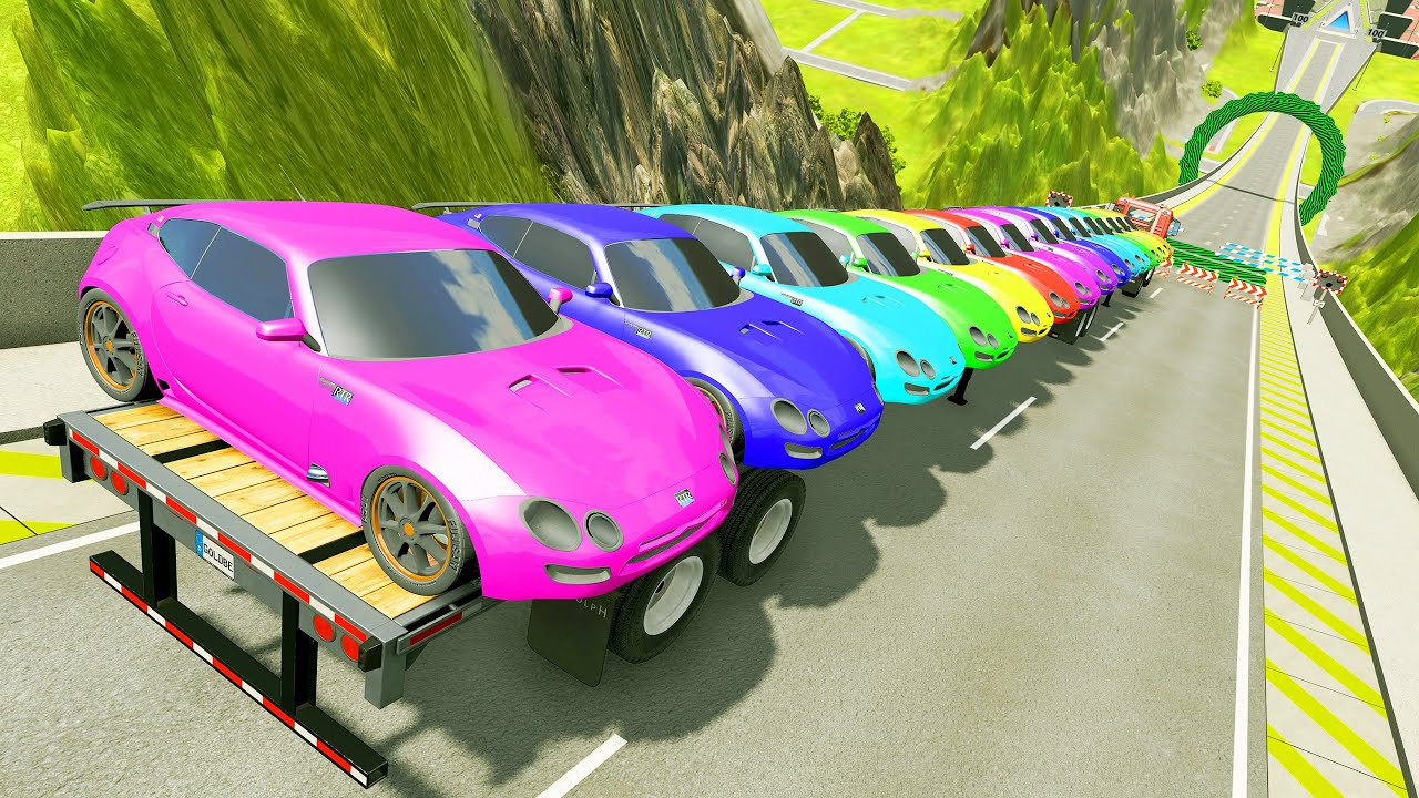 HT Gameplay Crash # 92 | Epic High Speed Jumps Monster Trucks Cars vs Hammer vs Potholes Speed Bumps