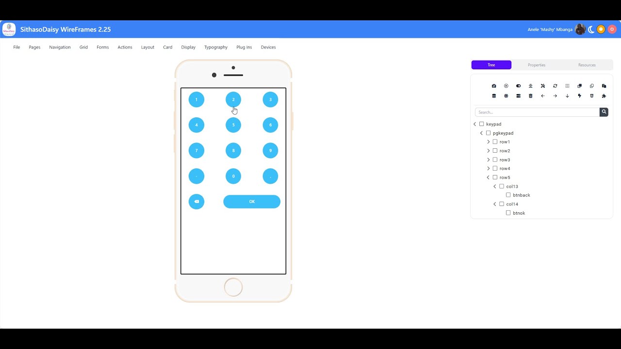 SithasoDaisy Wireframes - Create a #Tailwindcss Numeric KeyPad using # ...