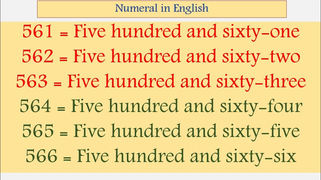English Numbers 501 – 600 in words | number name | spellings - YouTube