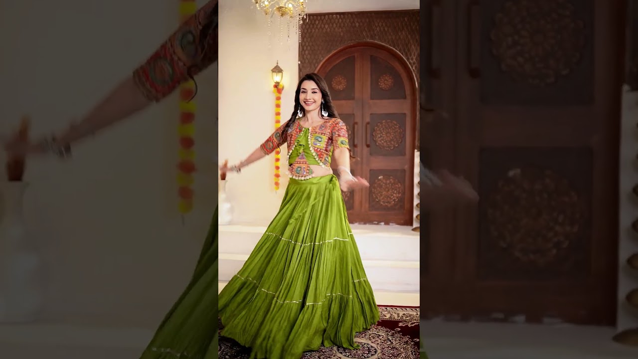 Olive Green Thread Sequins Lehenga – Position Print, Kodi Handwork, 9M Flair