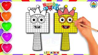 How to Draw Sprunki OC THREE HUNDRED NumberBlocks with Coloring for Children 🌟