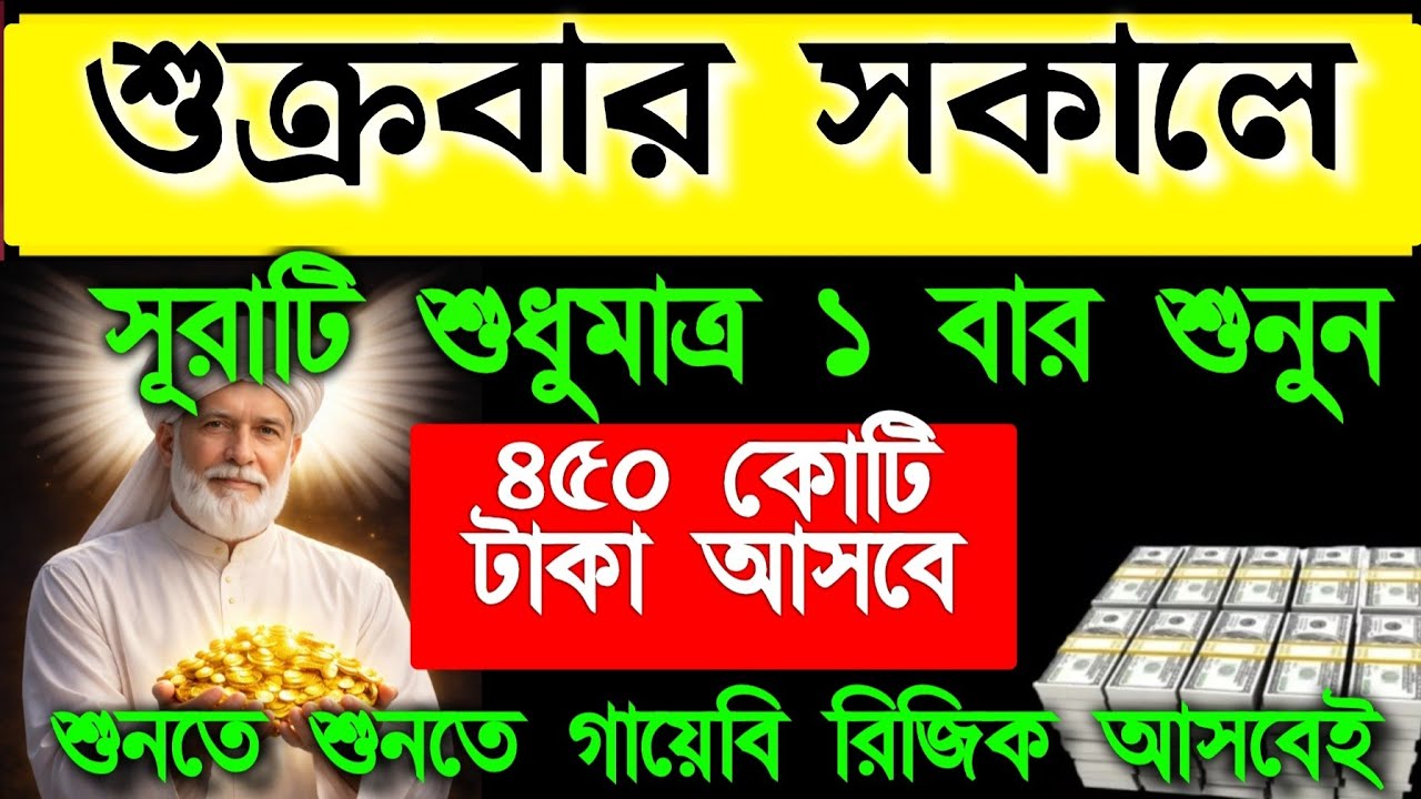 শুক্রবার সকালে সূরাটি শুধুমাত্র ১ বার শুনুন ৪৫০ কোটি টাকা আসবে শুনতে শুনতে গায়েবি রিজিক আসবেই 