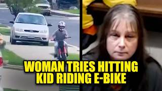 WATCH: Unhinged Karen Tries to RUN OVER Kid Riding E-Bike on Sidewalk