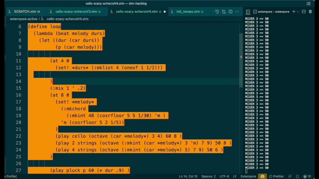 Study for Cello and Double-bass // Extempore Livecode Algorithmic Music