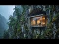 This man Built a SECRET HOUSE inside a CAVE — Building a house in the forest (ASMR)