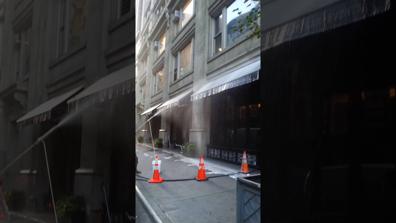 Awning cleaning, commercial storefronts