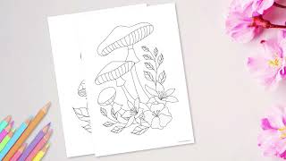 5 Easy Mushroom and Flower Coloring Pages of Real Species