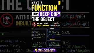 Deep copy Object in Javascript without inbuilt | Top JS Interview Q&amp;A #javascript #interview #shorts
