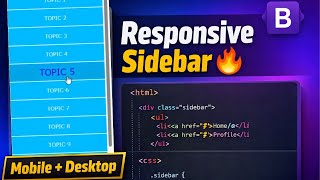 Build a Responsive Sidebar Menu Using HTML, CSS & Bootstrap #ResponsiveSidebar #Bootstrap #HTMLCSS