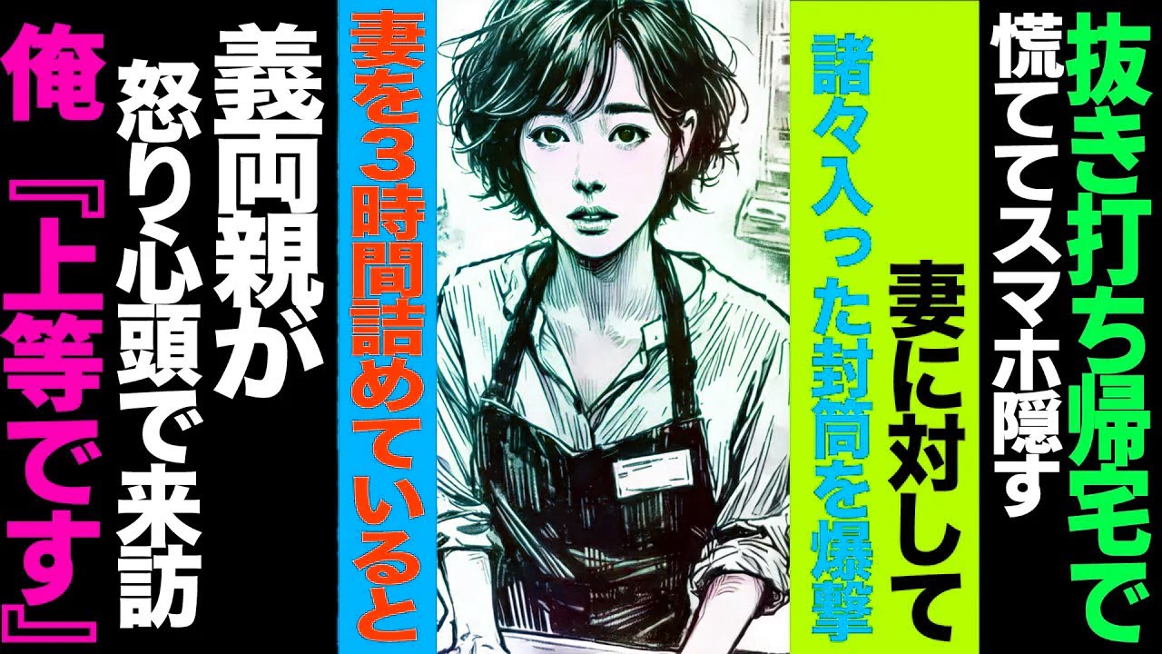 【漫画】抜き打ち帰宅で慌ててスマホ隠す妻に対して諸々入った封筒を爆撃→妻を３時間詰めていると義両親が憤怒の様子で来訪→俺『上等です』(修羅場)【セカイノナミダ】