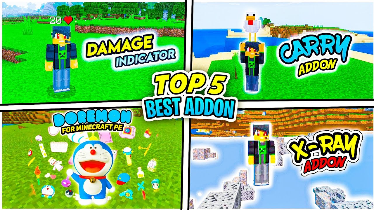 TOP 5 BEST ADDONS FOR MINECRAFT POCKET EDITION | MCPE @ChapatiHindustaniGamer