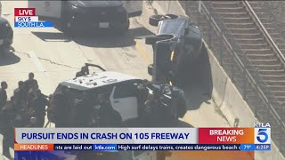 Pursuit of human trafficking suspect ends in crash on 105 Freeway in South L.A.