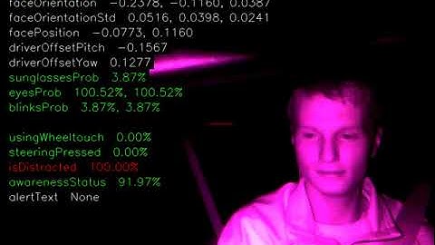 openpilot driver monitor system outputs at night