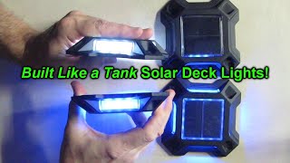 Hezbjiti Solar Deck Lights/Driveway Dock Lights 4-Pack (Blue/Cool White) IP68 Waterproof REVIEW