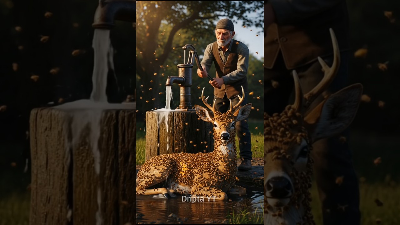 Epic Rescue Old Man Saves Deer Covered in Bees and Gets a Heartwarming Hug 