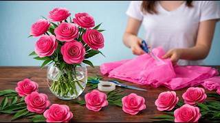 🌹 Easy Rose Flower Craft DIY | Beautiful Handmade Paper Rose Tutorial