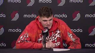 Donovan Clingan Postgame Interview | Portland Trail Blazers 116, San Antonio Spurs 118