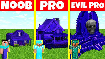 Minecraft Battle: NOOB vs PRO vs EVIL PRO: OBSIDIAN HOUSE BUILD BASE CHALLENGE / Minecraft Animation