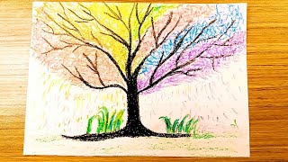 Rainbow Tree/Easy Crayons Drawing For Kids/Crayons Painting For Kids/Colorful Tree/simple art