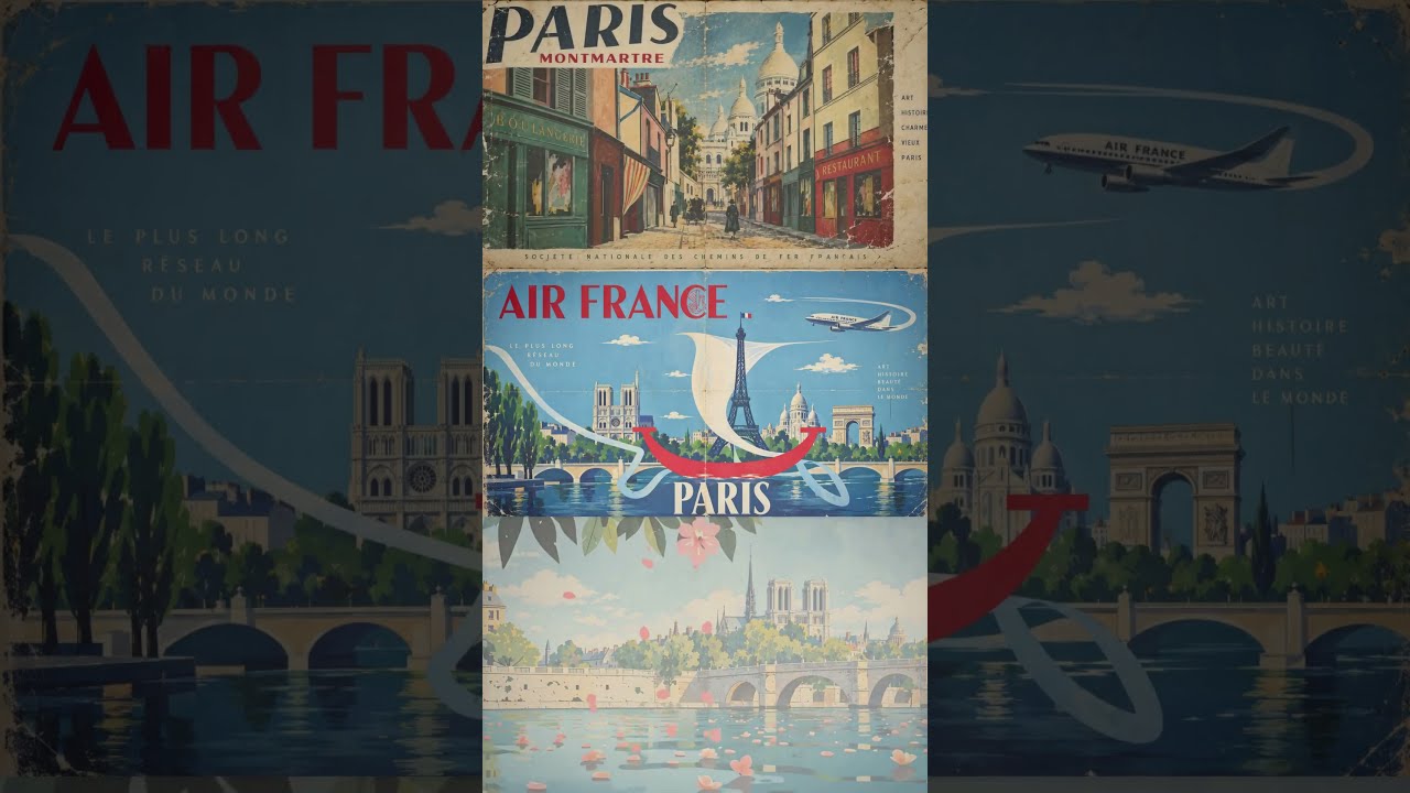 TITLEVintage Paris in 30 Seconds 🇫🇷 | Mid-Century Travel Posters