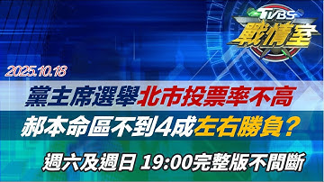 【#完整版不間斷】黨主席選舉北市投票率不高 郝龍斌「本命區」不到4成左右勝負？ #少康戰情室 20251018