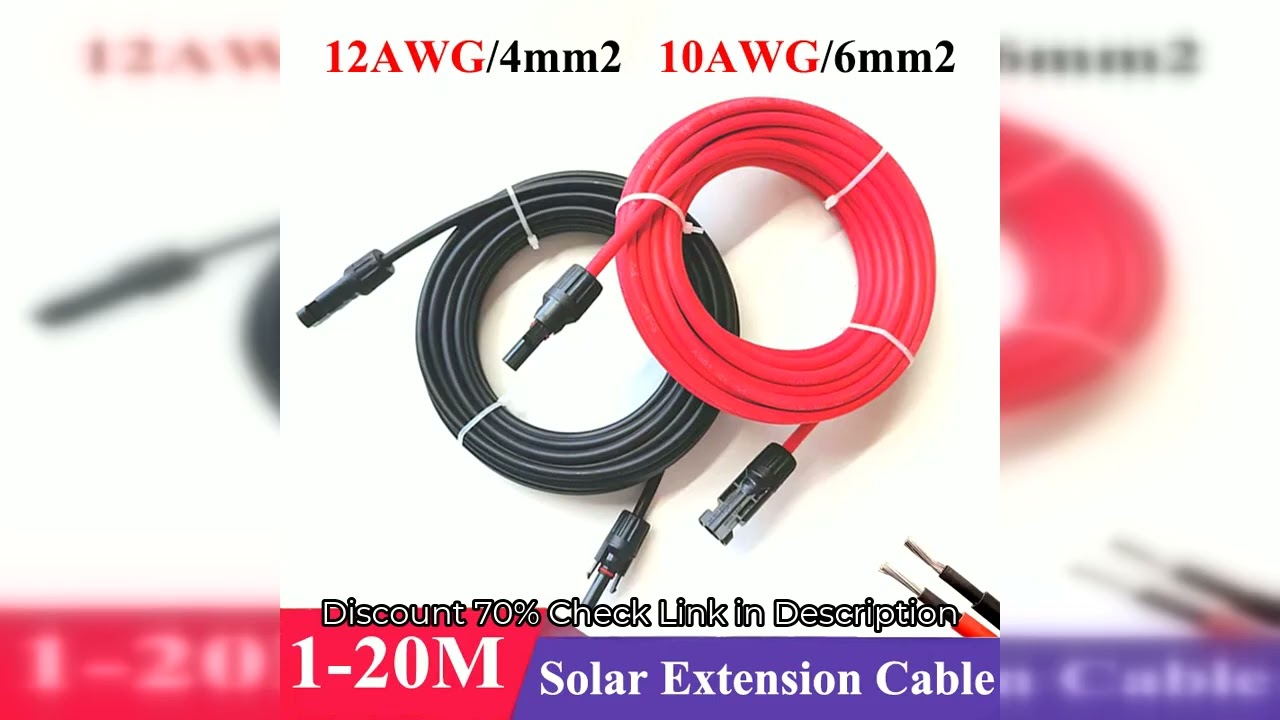 3.2ft -65.6ft 4/6mm2 Black/Red Solar Extension DC Cable 12/10AWG Solar Wire with PV Connector Used i