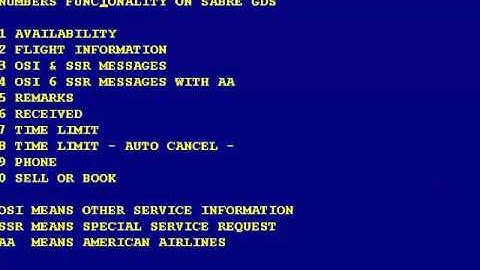 Training Sabre - Numbers Funcionality on Sabre GDS