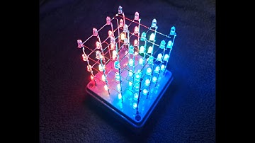 3D RAINBOW CUBE | 4x4x4 - RGB LED Cube box 3D display - Light Show Effect - Handmade lamp -w/o cover