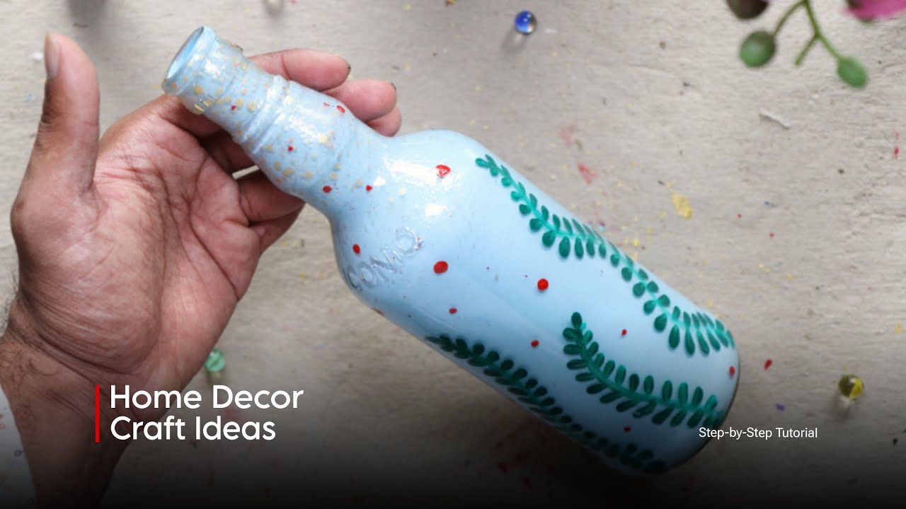Glass Bottle Painting DIY🍾Painting on bottles with acrylics | Easy Bottle Art for Modern Home Decor