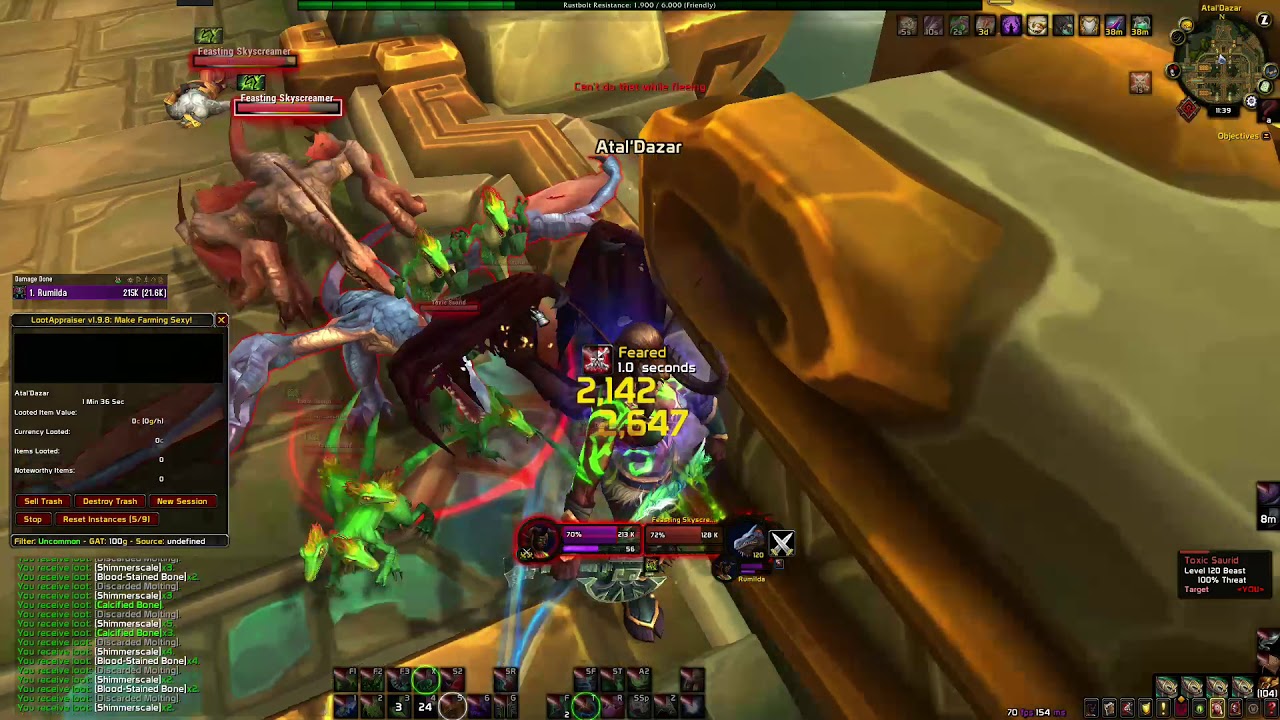 wow bfa 8.3 atal'dazar dh route gold farming