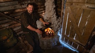 Made an Absolutely AMAZING & COZY FIREPLACE in a Bushcraft DUGOUT - ALONE into WILDERNESS - ASMR
