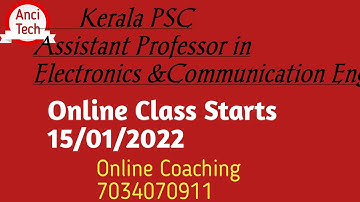 Kerala psc Assistant professor in Electronics & Communication Engineering online class 15/01/22✌✌✌