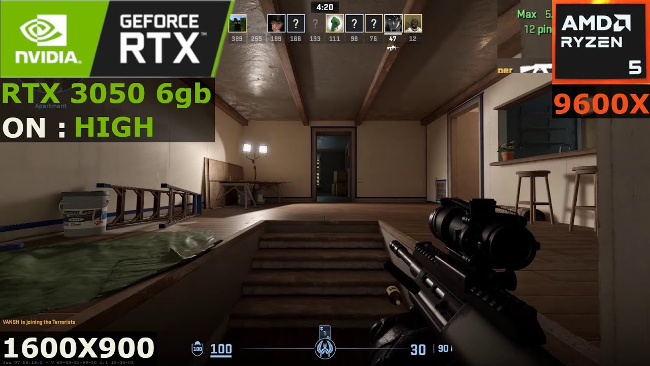 Counter Strike 2 | RTX 3050 6GB + AMD Ryzen 5 9600x | HIGH | 16:9